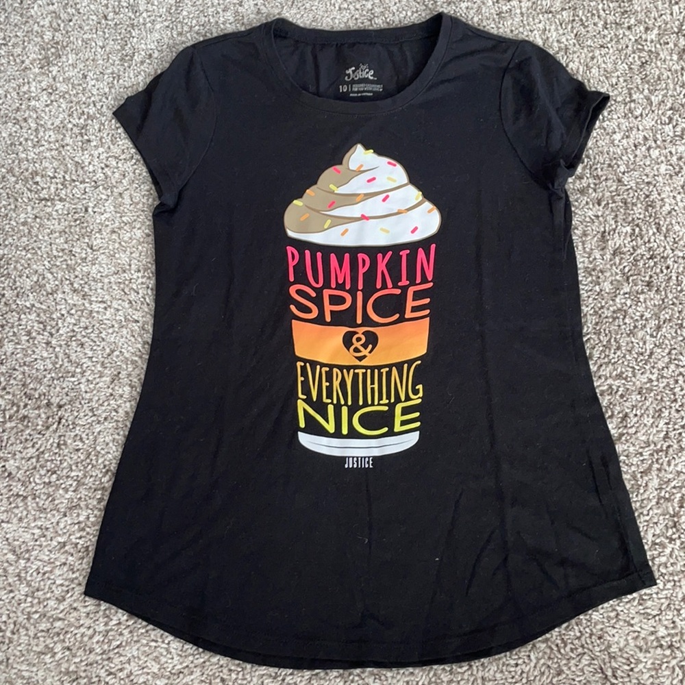 Justice Pumpkin Spice T-Shirt Sz 10 🎃